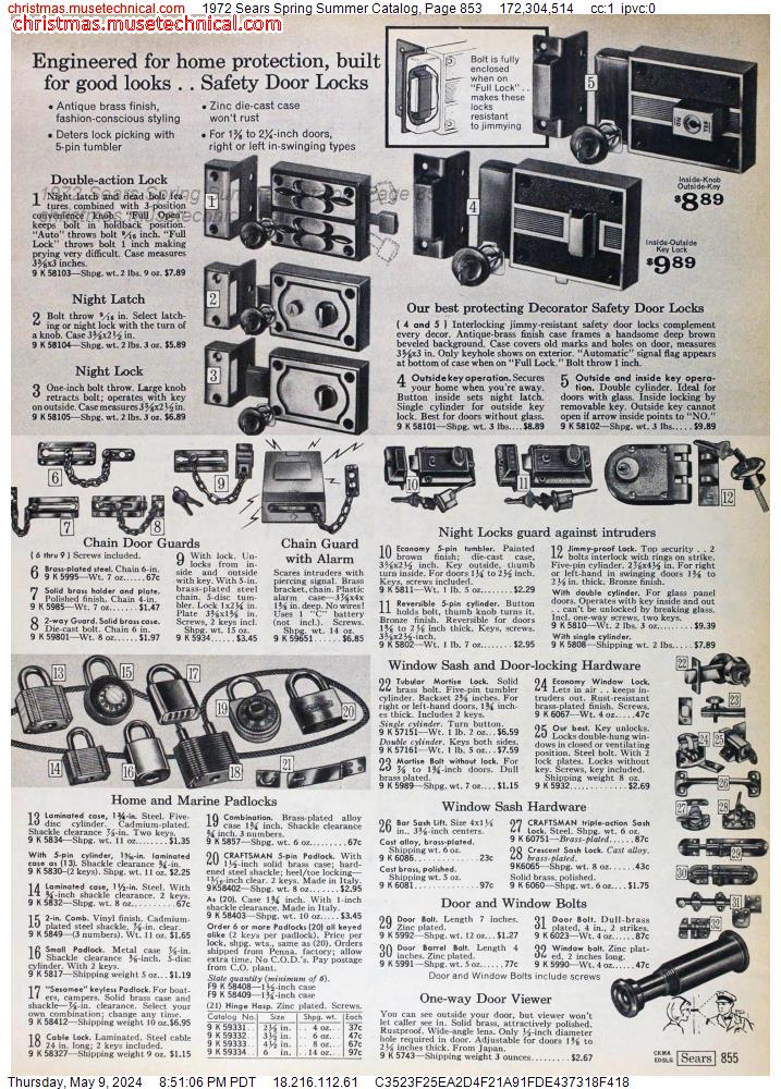 1972 Sears Spring Summer Catalog, Page 853