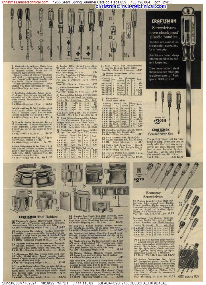 1965 Sears Spring Summer Catalog, Page 859
