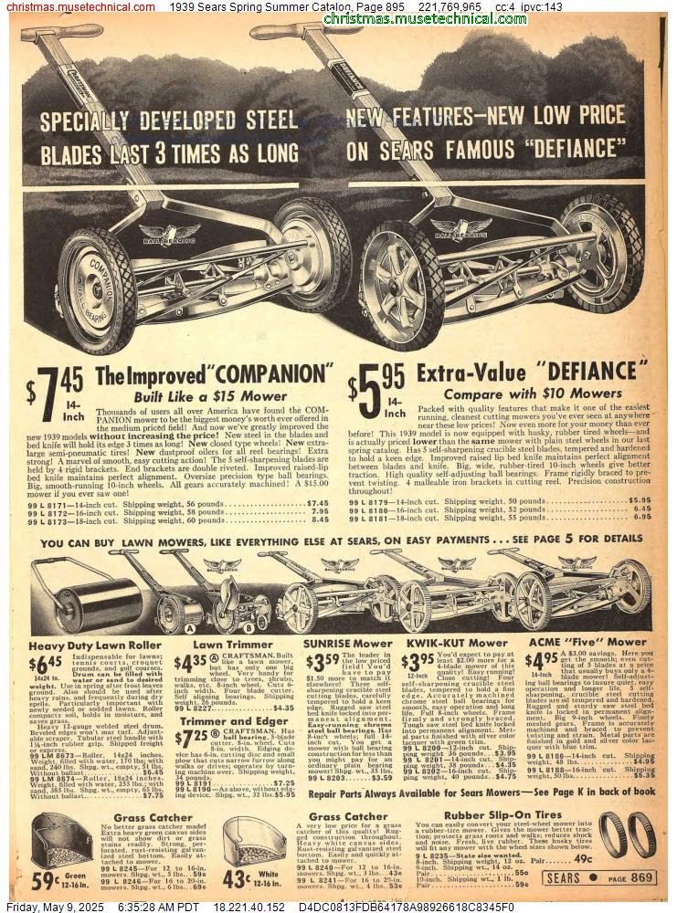 1939 Sears Spring Summer Catalog, Page 895