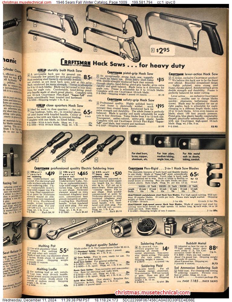 1946 Sears Fall Winter Catalog, Page 1009