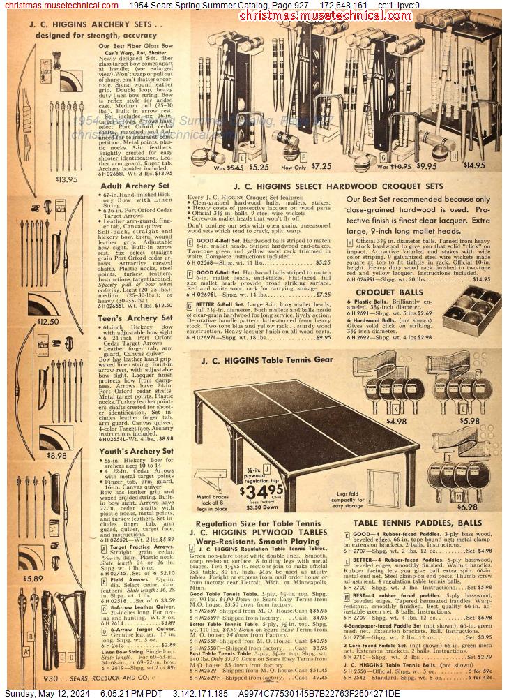 1954 Sears Spring Summer Catalog, Page 927