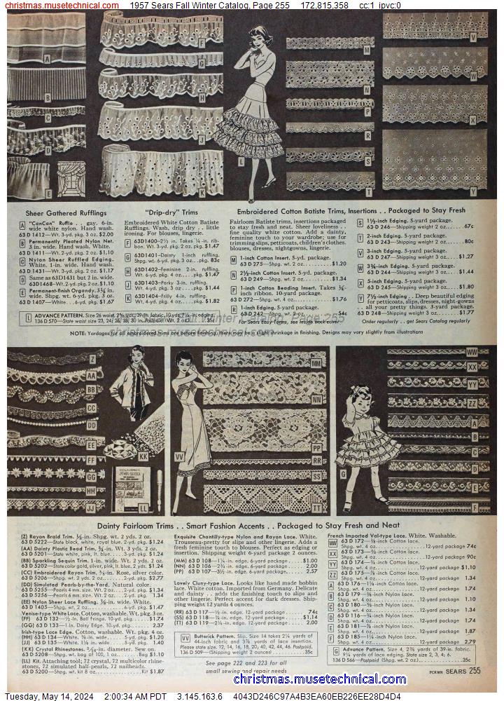 1957 Sears Fall Winter Catalog, Page 255