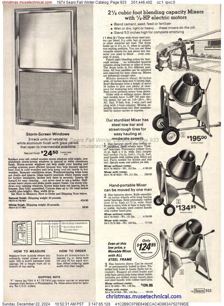 1974 Sears Fall Winter Catalog, Page 933