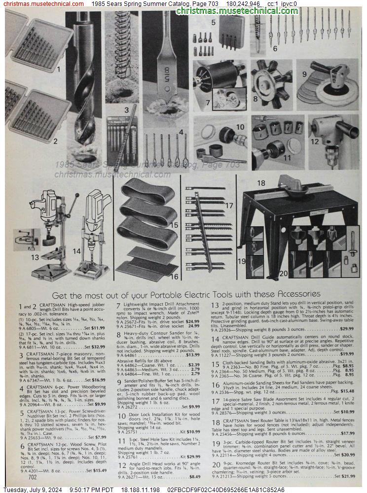 1985 Sears Spring Summer Catalog, Page 703