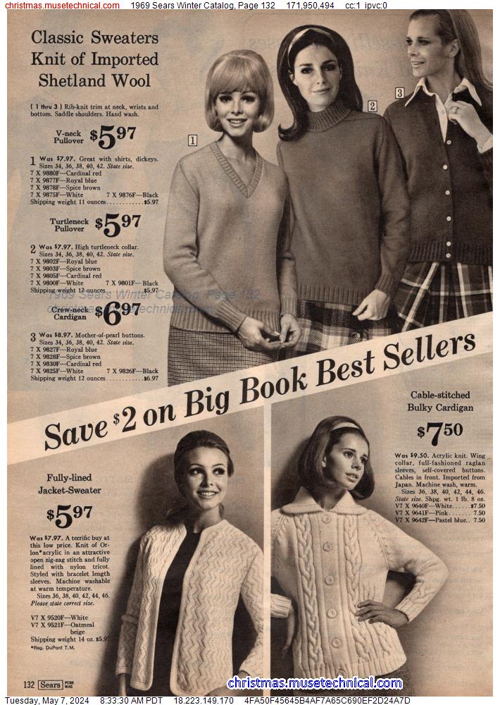 1969 Sears Winter Catalog, Page 132