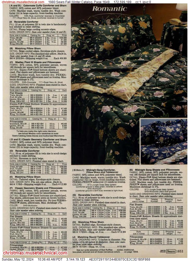 1980 Sears Fall Winter Catalog, Page 1649