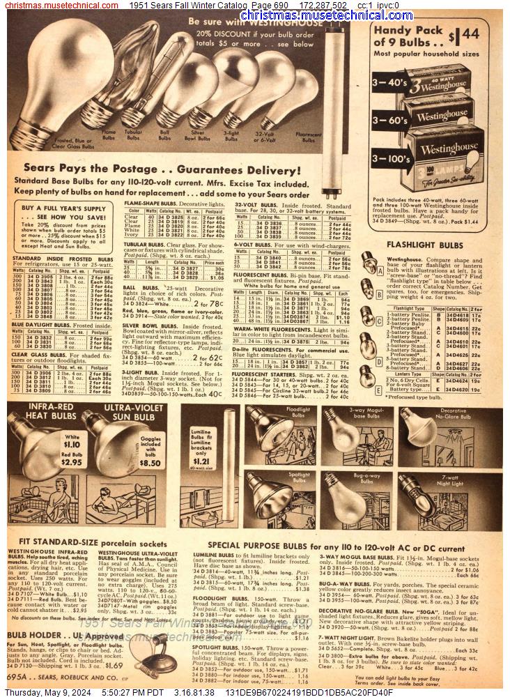 1951 Sears Fall Winter Catalog, Page 690