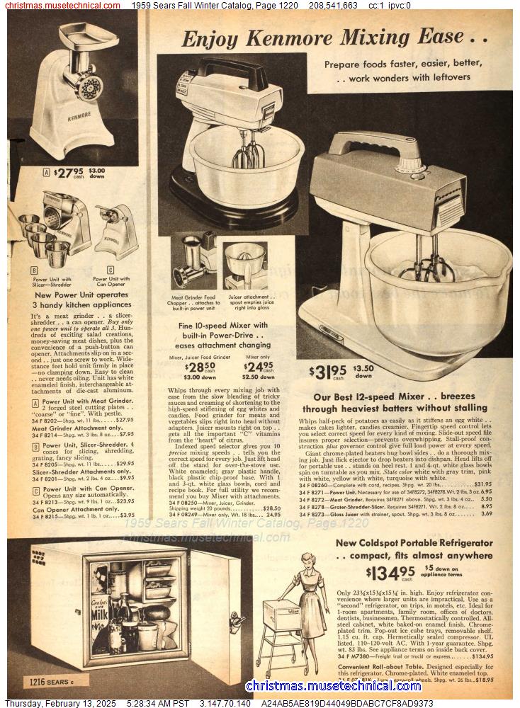 1959 Sears Fall Winter Catalog, Page 1220