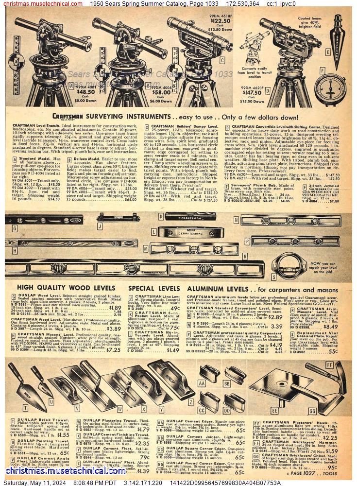 1950 Sears Spring Summer Catalog, Page 1033