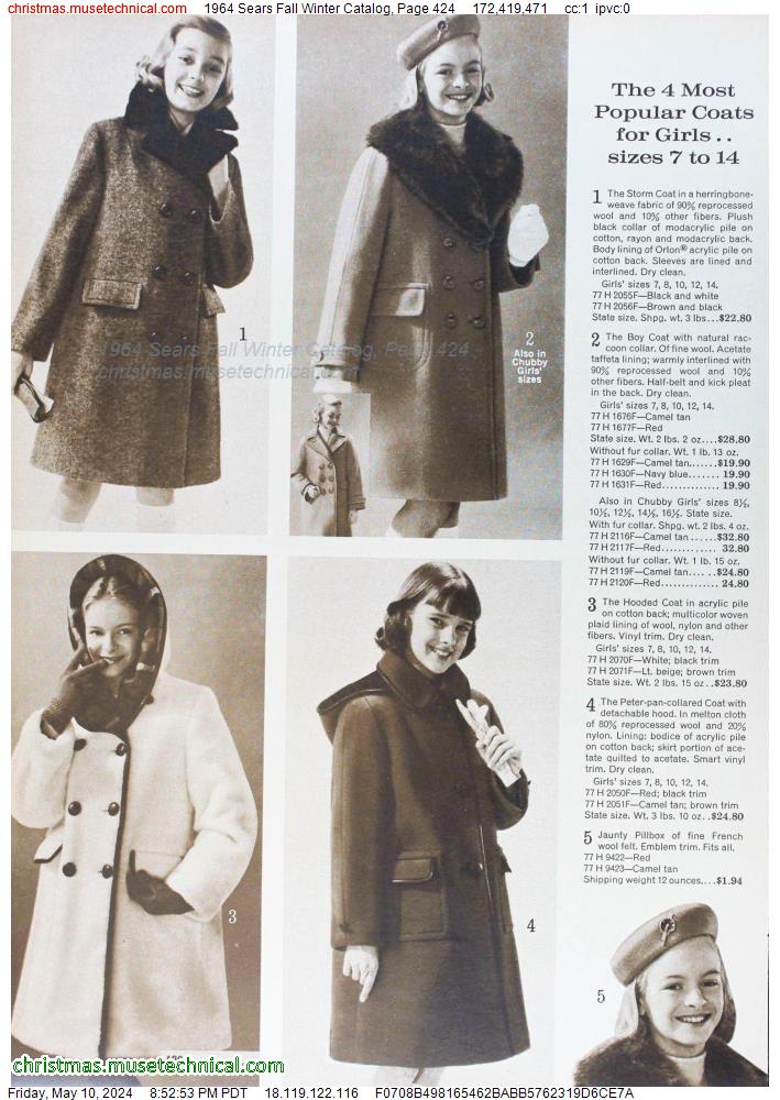 1964 Sears Fall Winter Catalog, Page 424