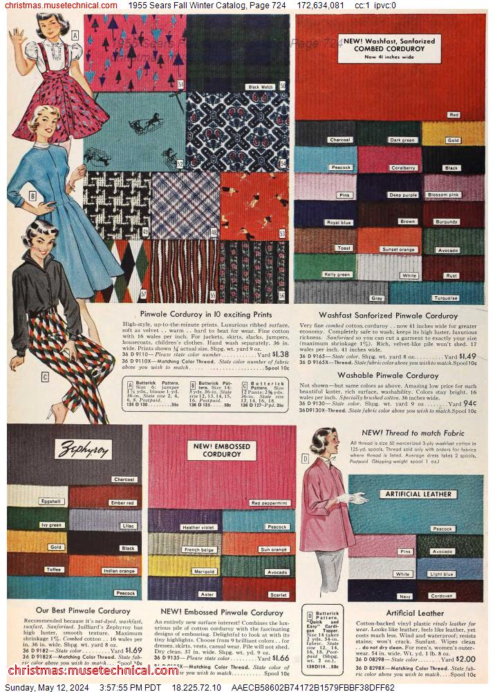 1955 Sears Fall Winter Catalog, Page 724