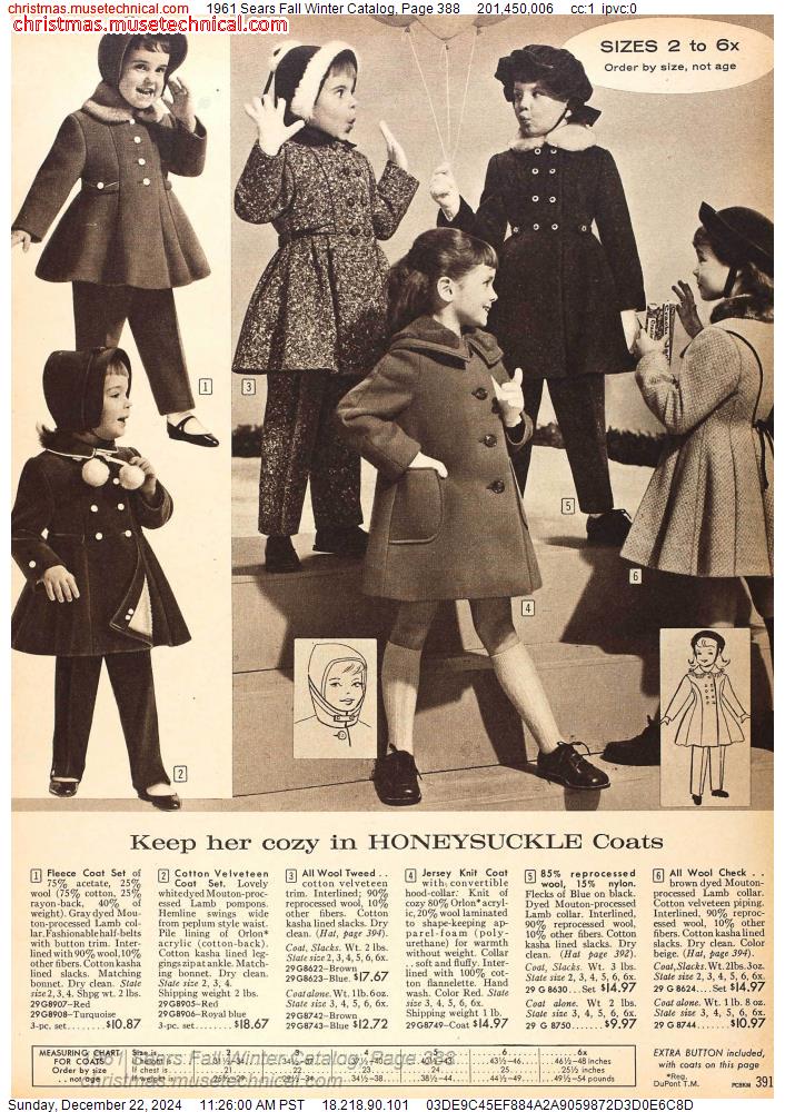 1961 Sears Fall Winter Catalog, Page 388