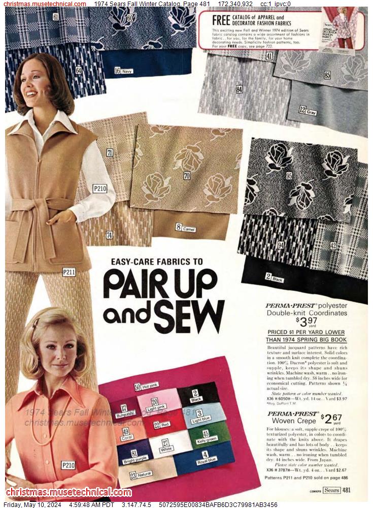 1974 Sears Fall Winter Catalog, Page 481