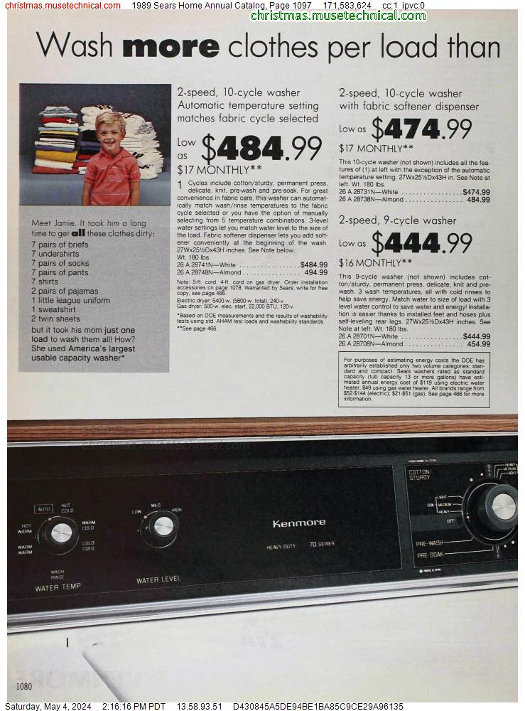 1989 Sears Home Annual Catalog, Page 1097