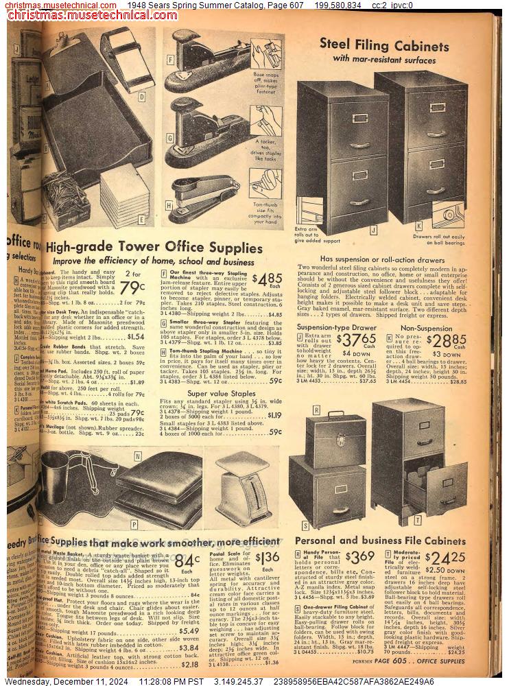 1948 Sears Spring Summer Catalog, Page 607