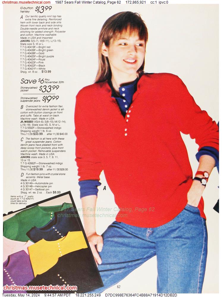 1987 Sears Fall Winter Catalog, Page 62