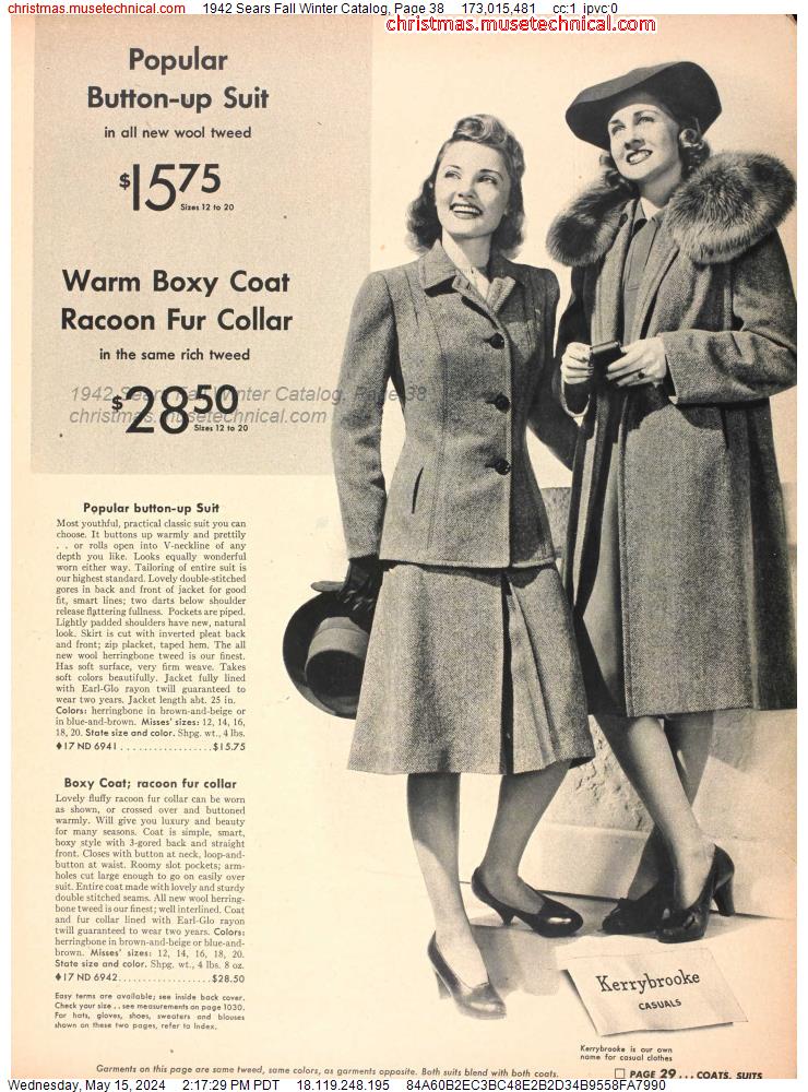 1942 Sears Fall Winter Catalog, Page 38