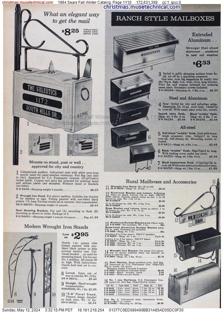 1964 Sears Fall Winter Catalog, Page 1110