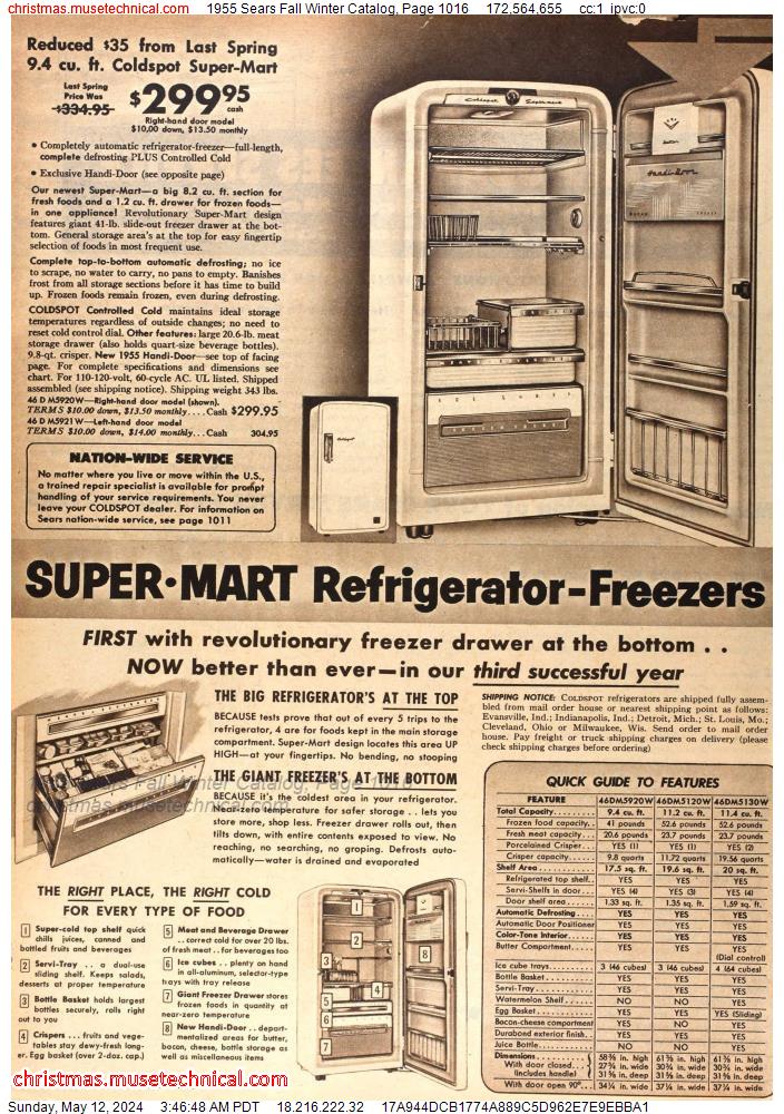 1955 Sears Fall Winter Catalog, Page 1016