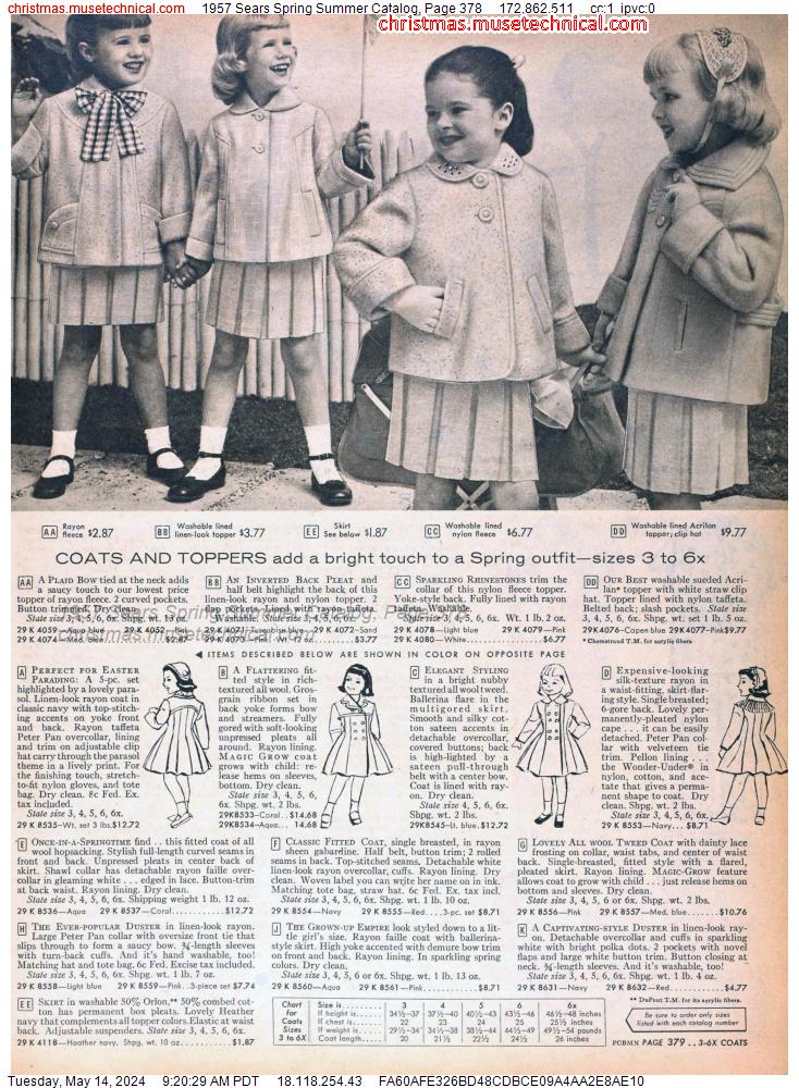 1957 Sears Spring Summer Catalog, Page 378