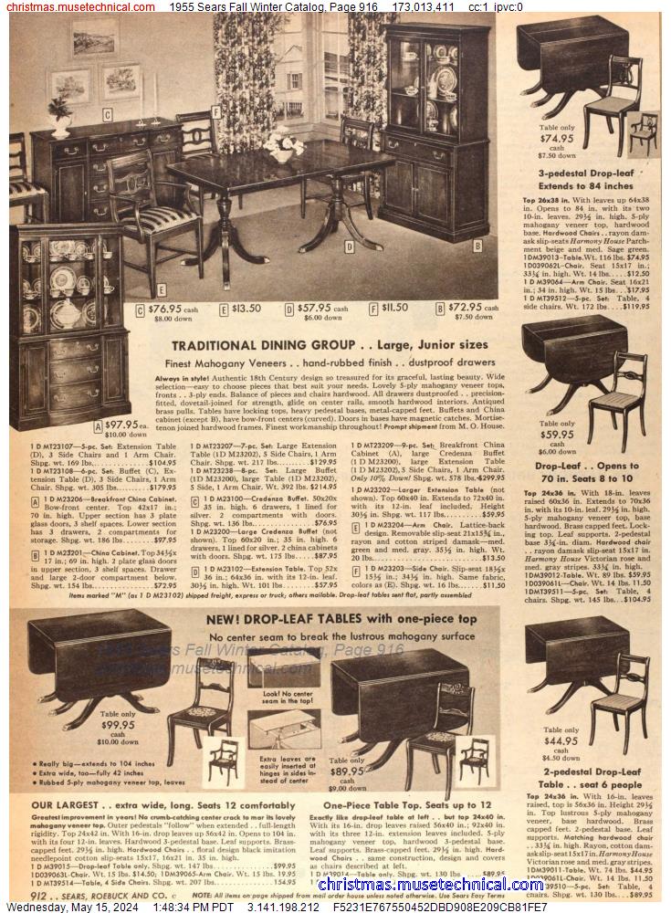1955 Sears Fall Winter Catalog, Page 916