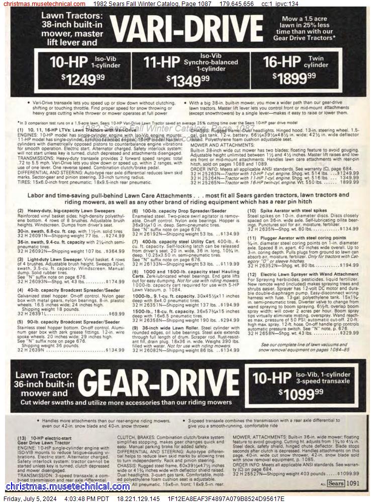1982 Sears Fall Winter Catalog, Page 1087