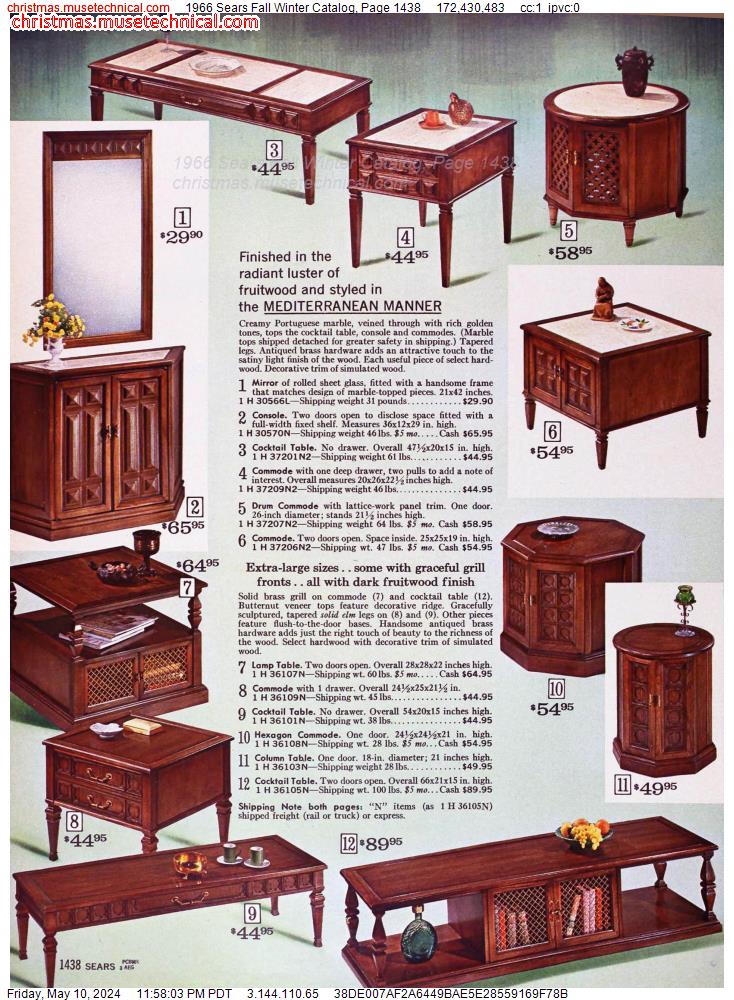 1966 Sears Fall Winter Catalog, Page 1438