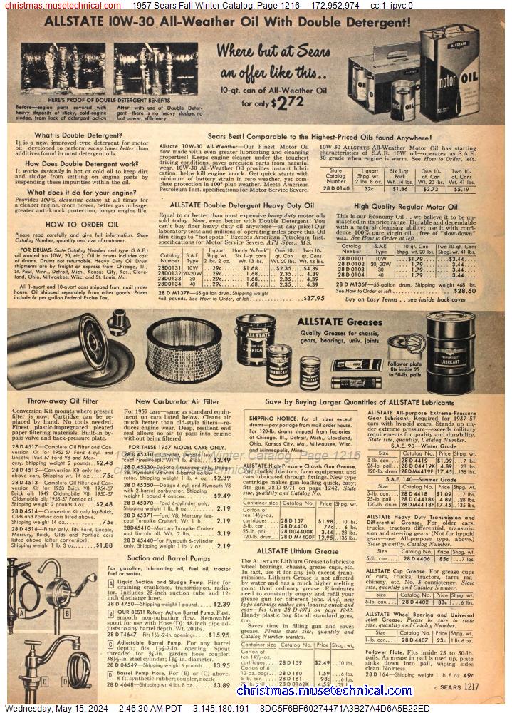 1957 Sears Fall Winter Catalog, Page 1216
