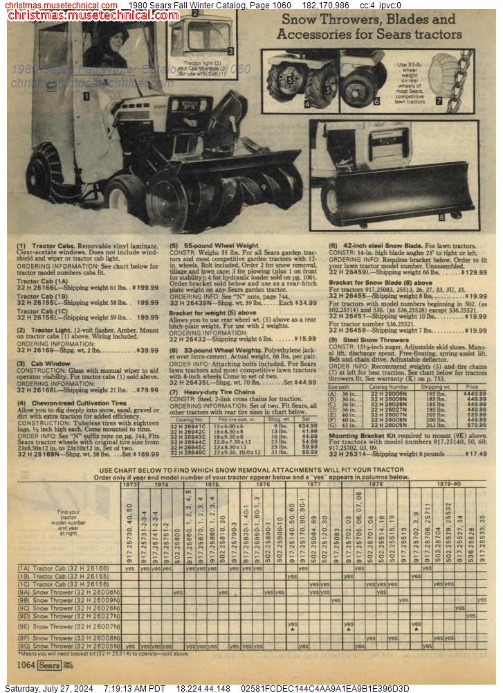 1980 Sears Fall Winter Catalog, Page 1060