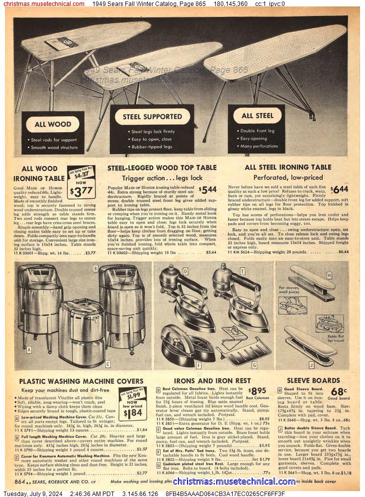 1949 Sears Fall Winter Catalog, Page 865