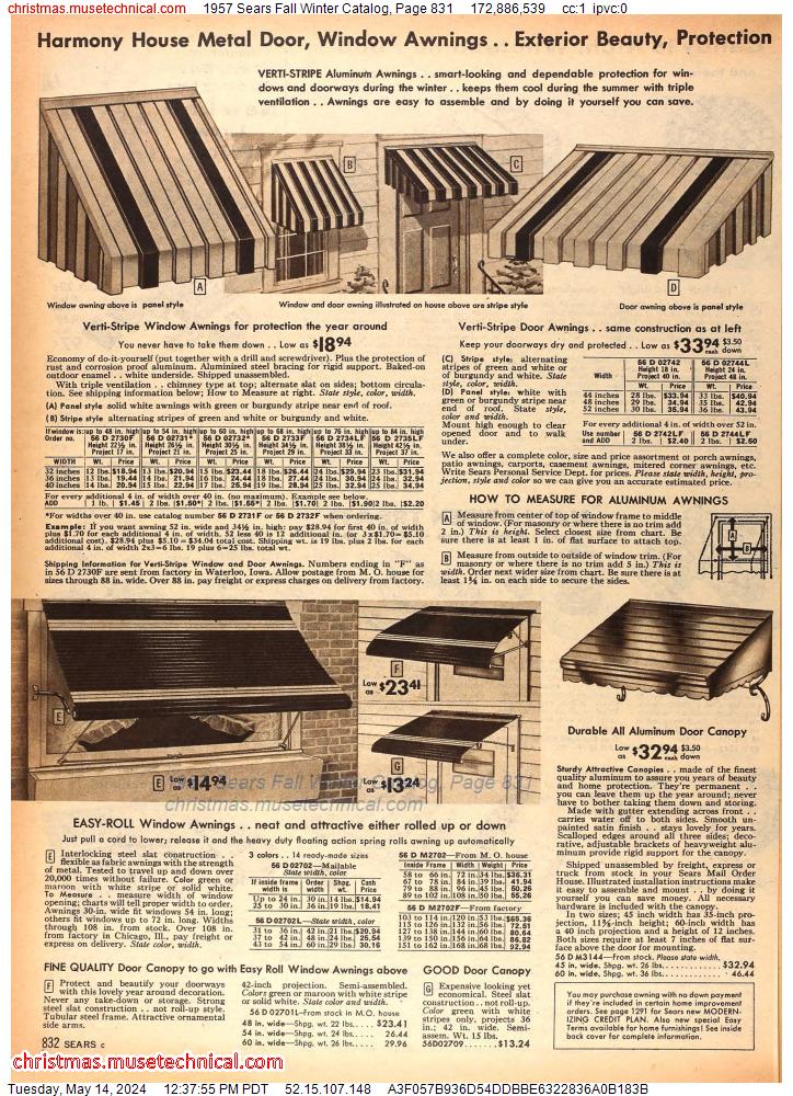 1957 Sears Fall Winter Catalog, Page 831