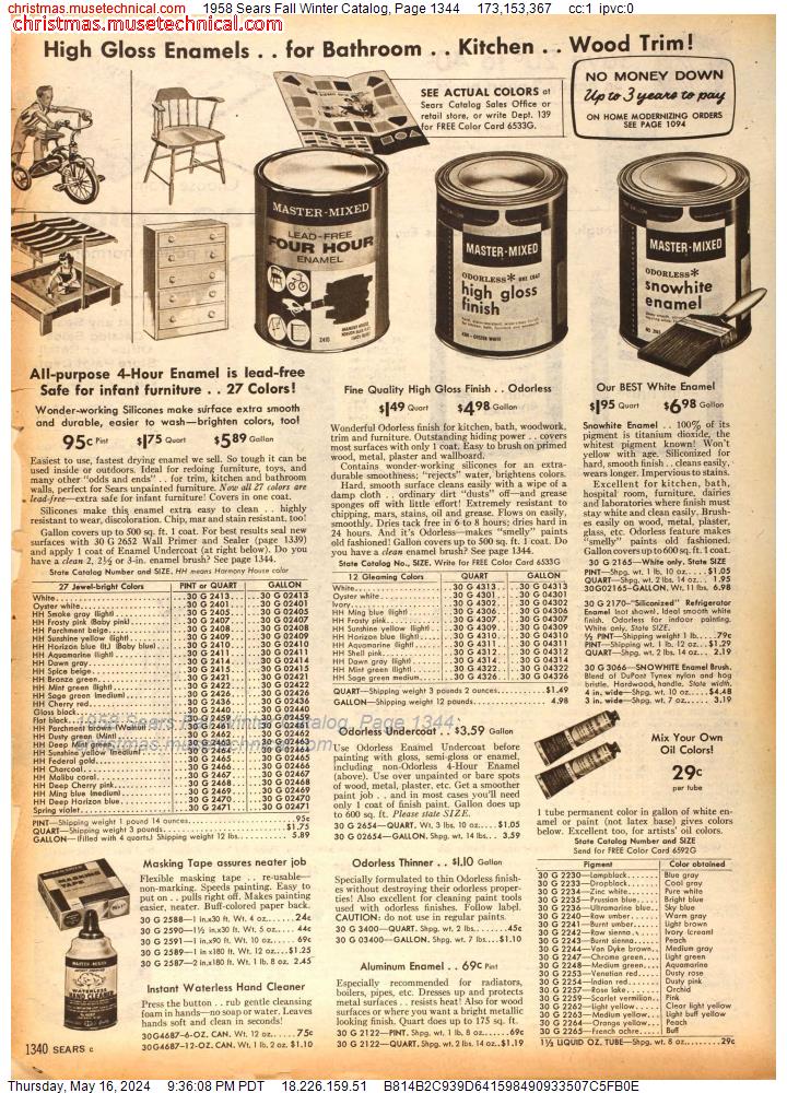 1958 Sears Fall Winter Catalog, Page 1344