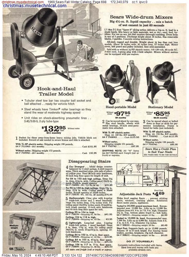 1969 Sears Fall Winter Catalog, Page 698