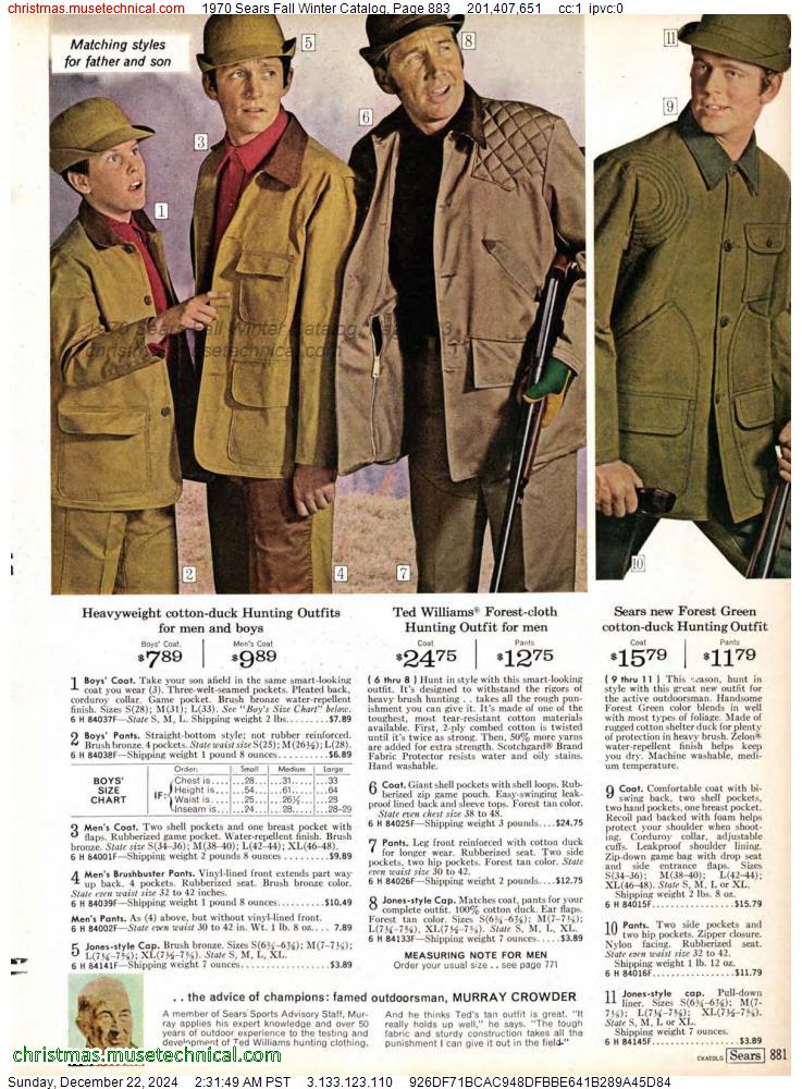 1970 Sears Fall Winter Catalog, Page 883