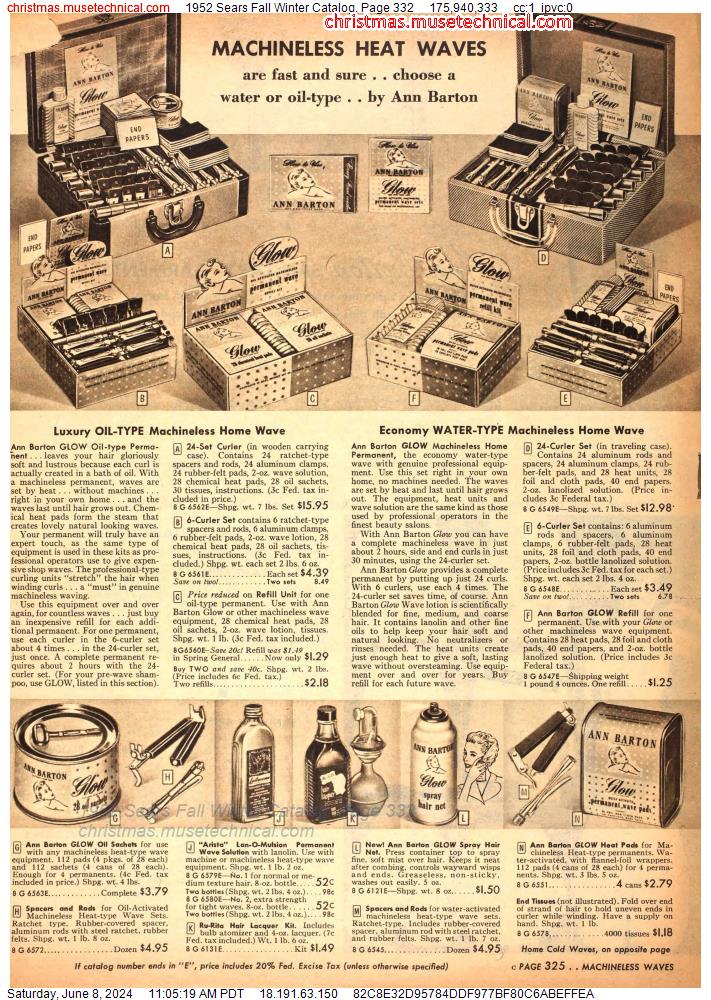 1952 Sears Fall Winter Catalog, Page 332