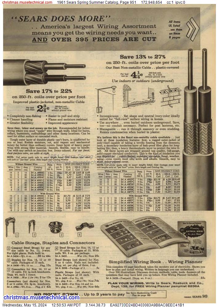 1961 Sears Spring Summer Catalog, Page 951
