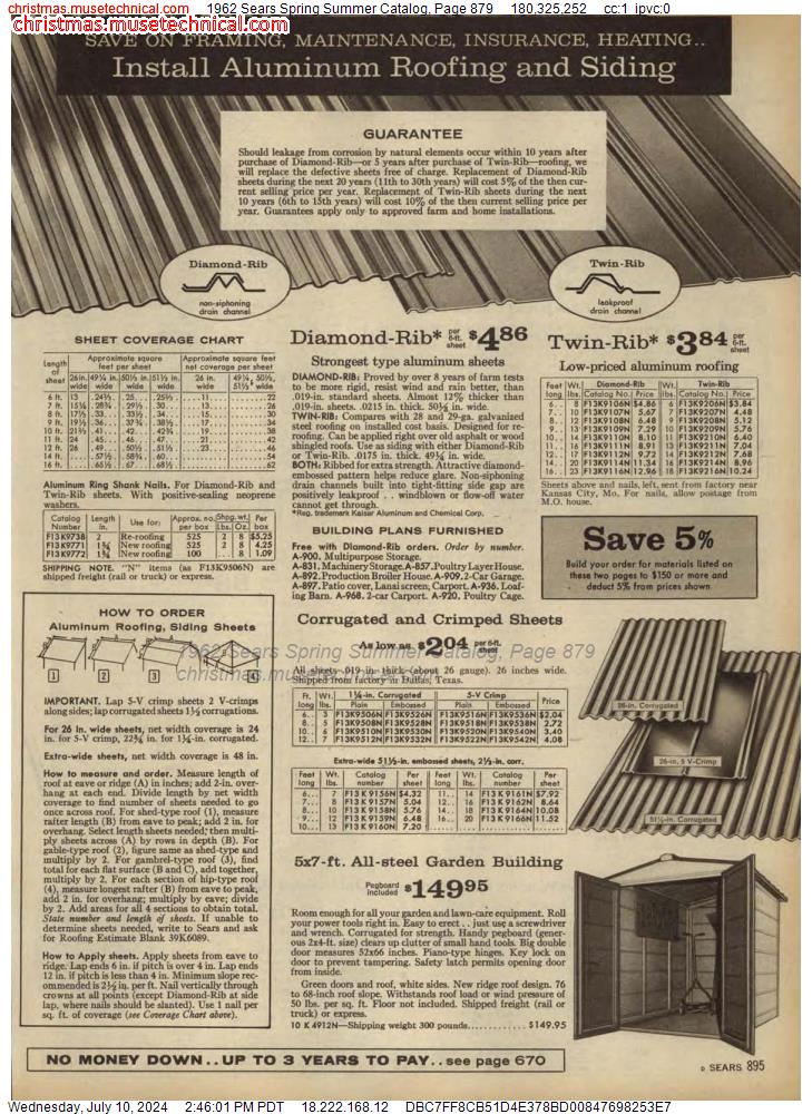 1962 Sears Spring Summer Catalog, Page 879