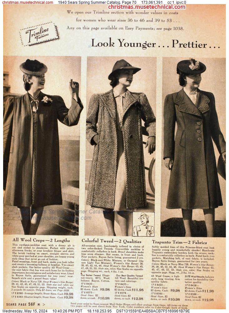 1940 Sears Spring Summer Catalog, Page 70