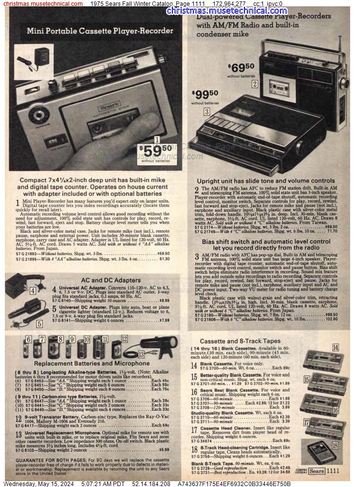 1975 Sears Fall Winter Catalog, Page 1111