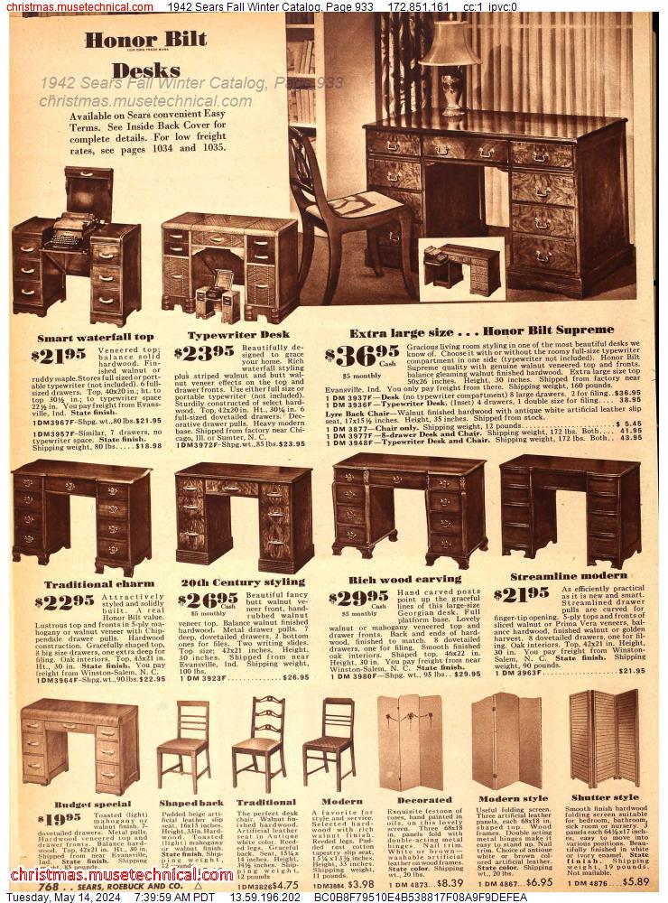 1942 Sears Fall Winter Catalog, Page 933