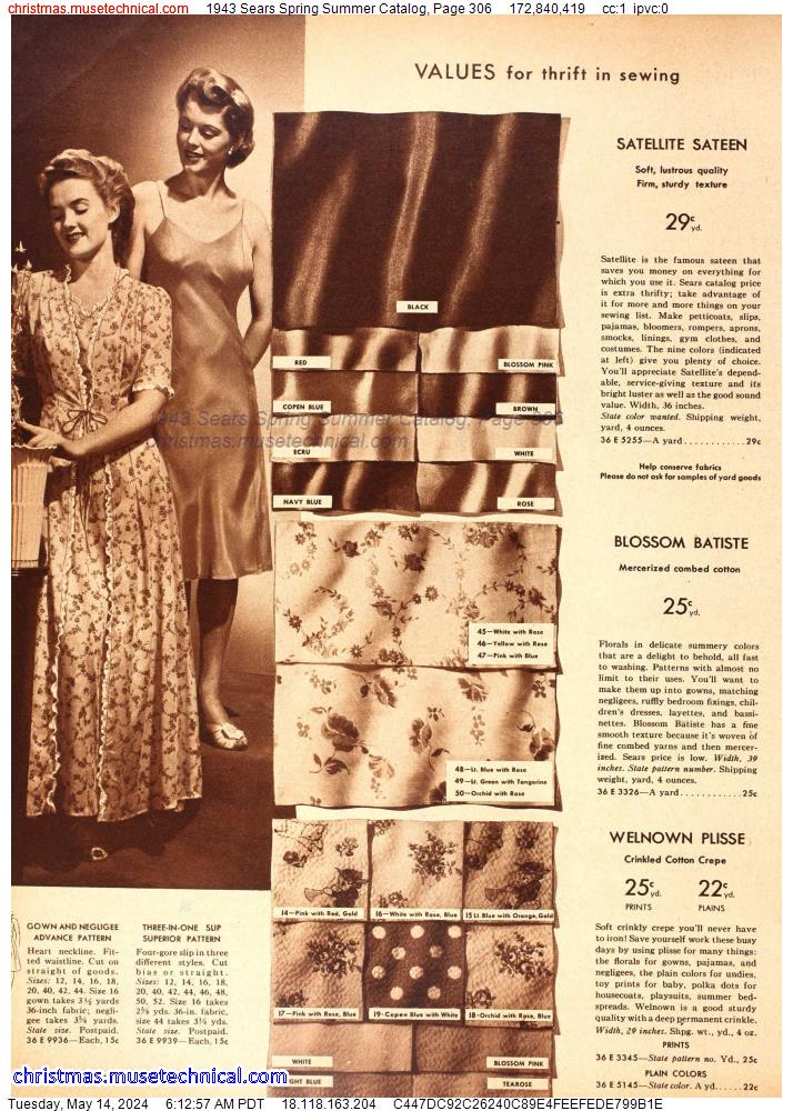 1943 Sears Spring Summer Catalog, Page 306