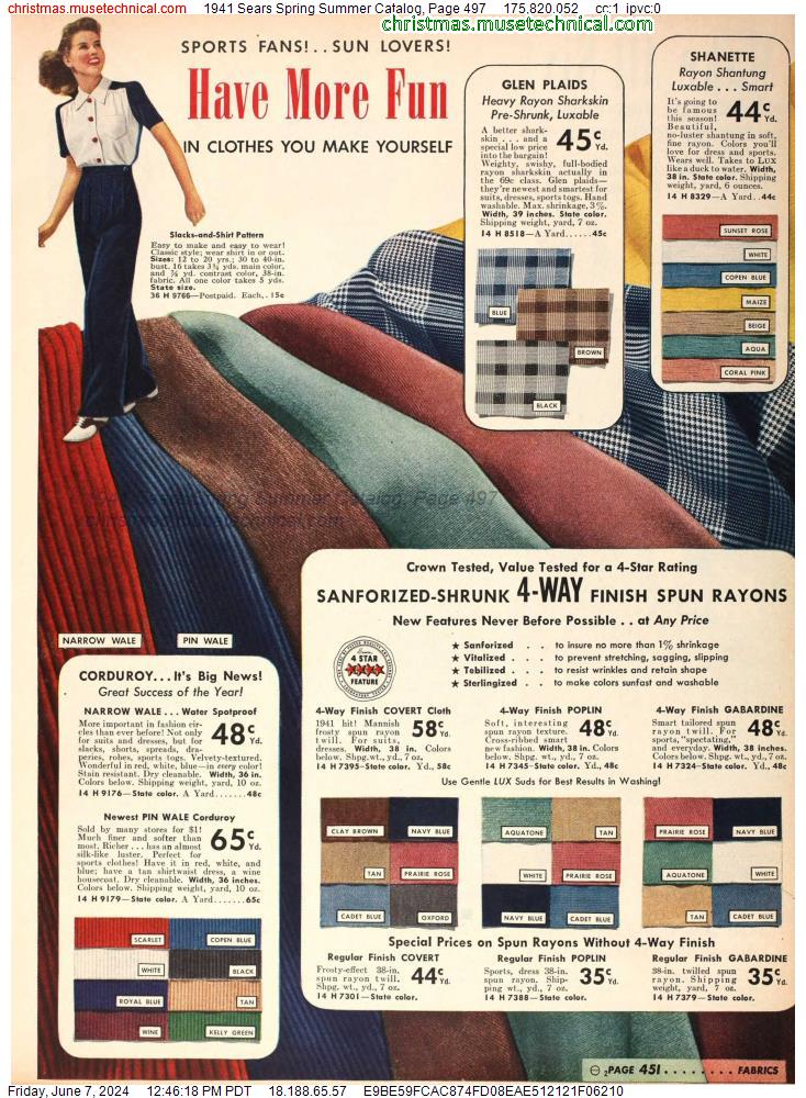 1941 Sears Spring Summer Catalog, Page 497