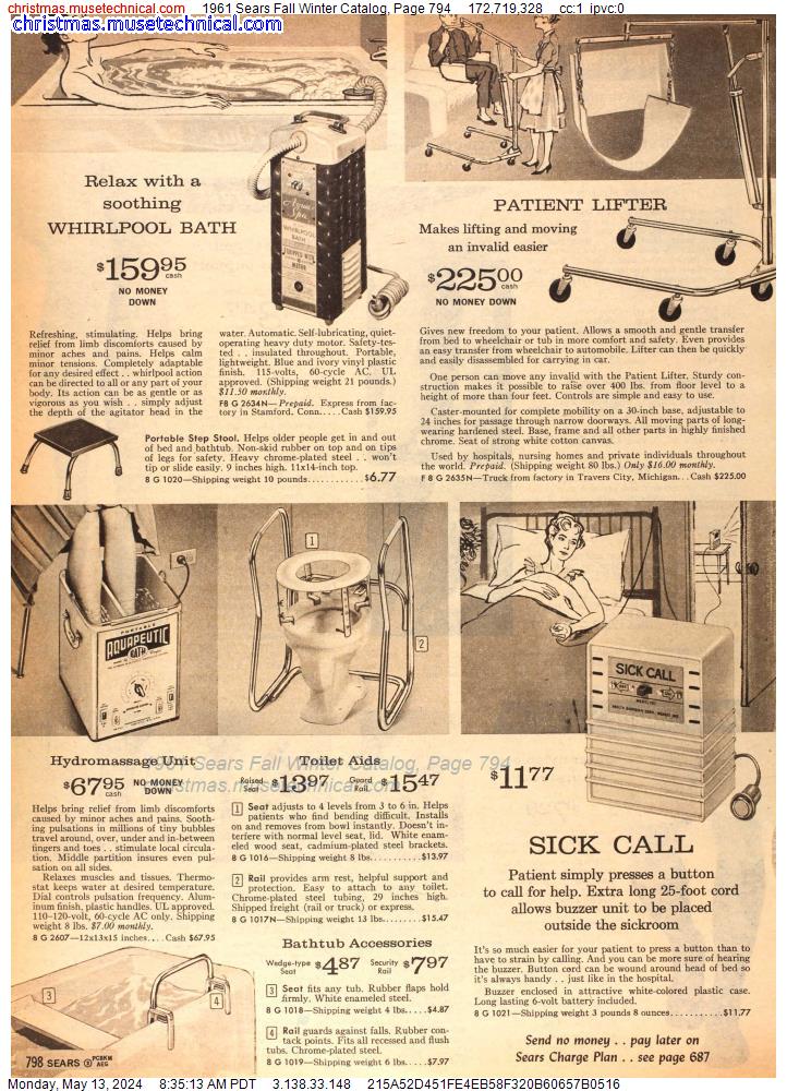 1961 Sears Fall Winter Catalog, Page 794
