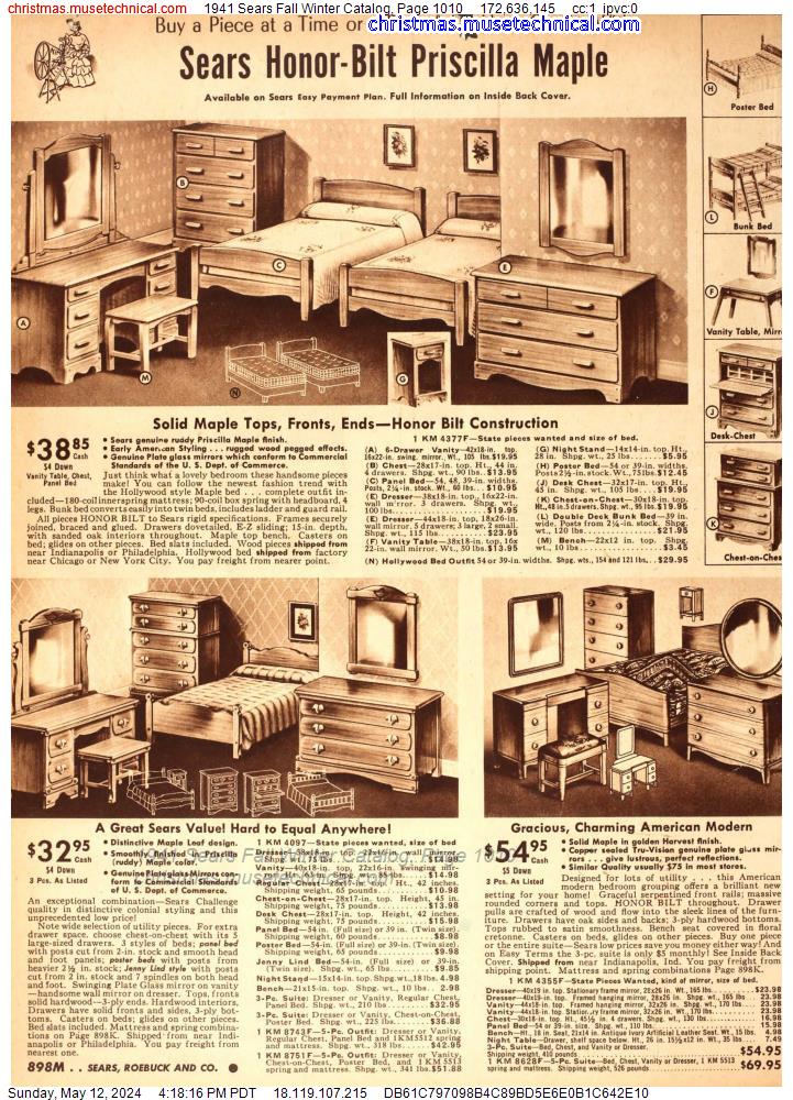 1941 Sears Fall Winter Catalog, Page 1010
