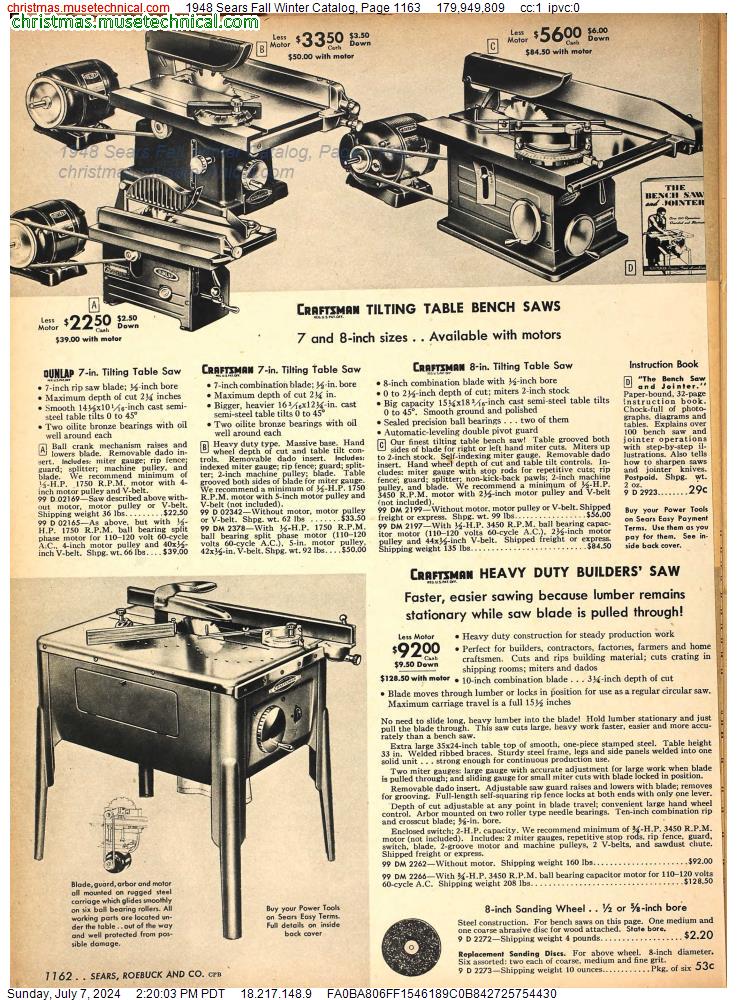 1948 Sears Fall Winter Catalog, Page 1163