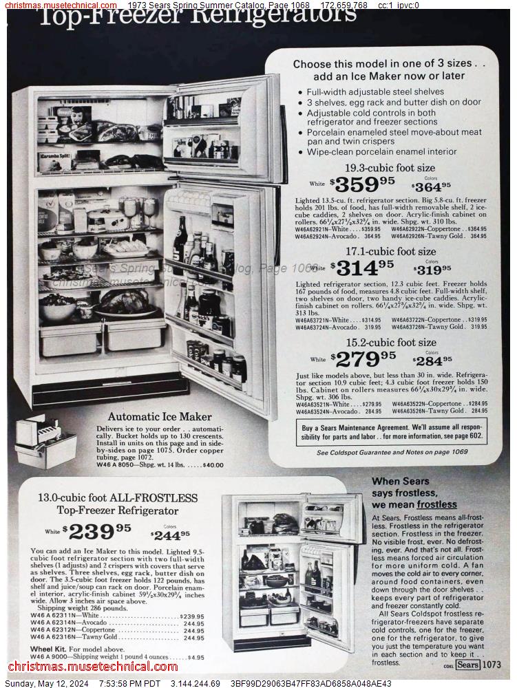 1973 Sears Spring Summer Catalog, Page 1068