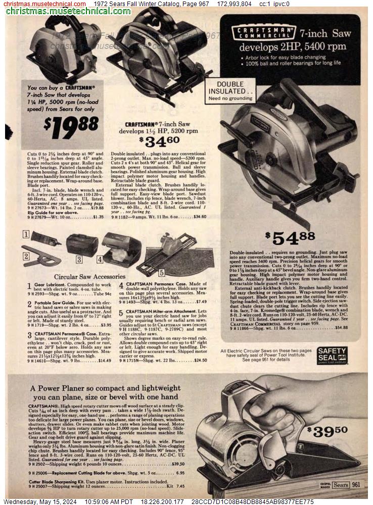 1972 Sears Fall Winter Catalog, Page 967