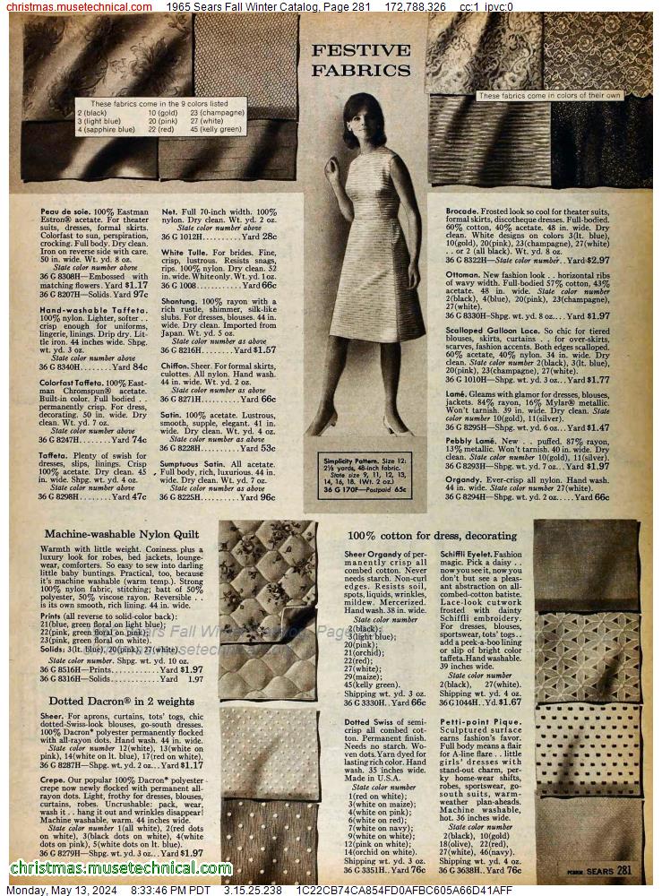 1965 Sears Fall Winter Catalog, Page 281