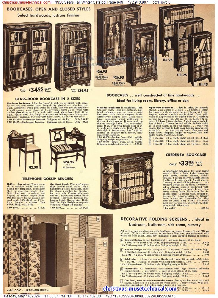 1950 Sears Fall Winter Catalog, Page 649