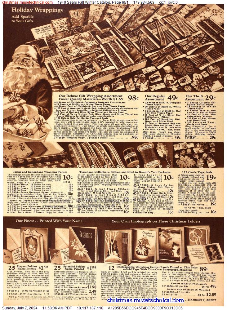 1940 Sears Fall Winter Catalog, Page 651